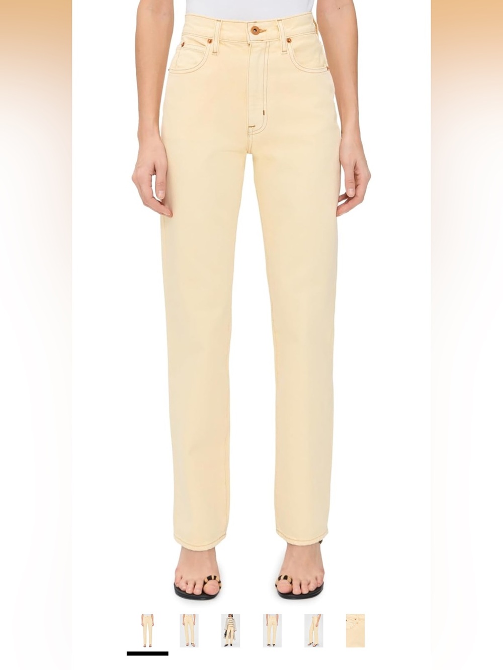 SLVRLAKE Straight Leg High-Rise Jeans in Creamy Beige